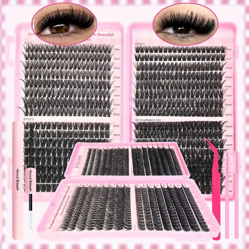 Eyelash Extension Volume Styles - 30/40/50/60/80/100D,Thick 9-16mm Pink Lash Book Style