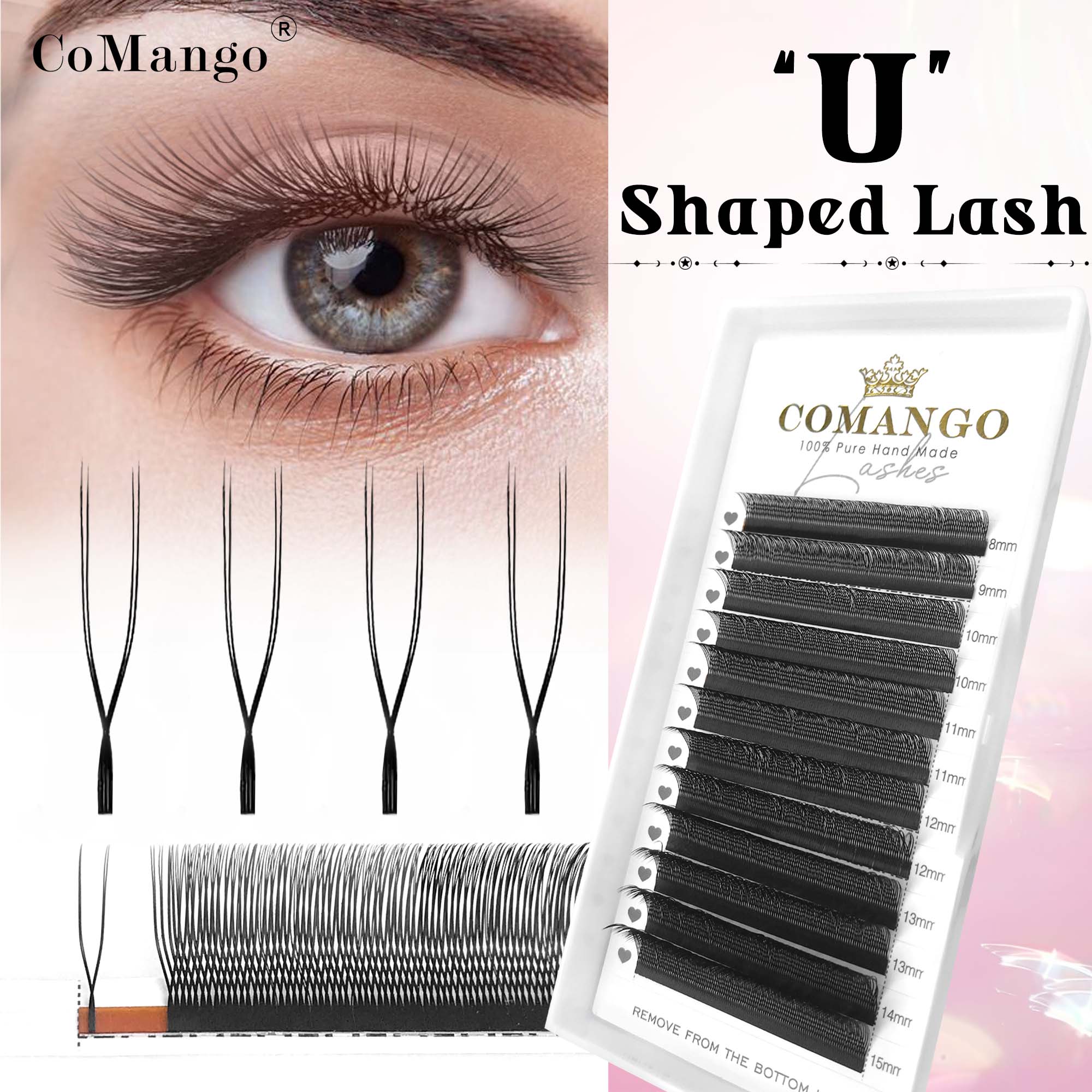 Eyelash Extension Volume Styles - CoMango U Shaped Parallel Flower Eyelashes